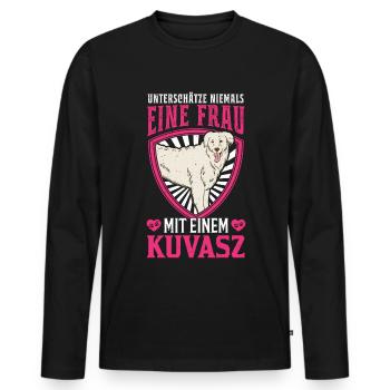 Kuvasz Besitzerin Ungarischer Kuvasz Frau - Männer Premium Bio Langarmshirt - Schwarz - Vorne - Nico (187cm)