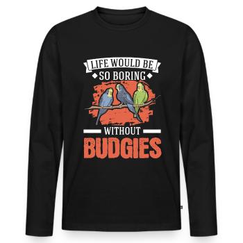 Cadeau perruche Welli Cockatiel - T-shirt manches longues Premium bio Homme - noir - Devant - Nico (187cm)
