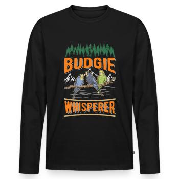 Perruche Budgerigar Whisperer Welli - T-shirt manches longues Premium bio Homme - noir - Devant - Nico (187cm)