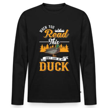 Canard Cadeau Canard Éleveur de Canard - T-shirt manches longues Premium bio Homme - noir - Devant - Nico (187cm)