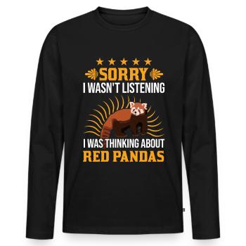 Panda Rouge Cadeau Chat Ours Panda Rouge - T-shirt manches longues Premium bio Homme - noir - Devant - Nico (187cm)
