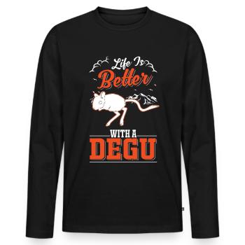 La vie est meilleure avec un Degu - T-shirt manches longues Premium bio Homme - noir - Devant - Nico (187cm)