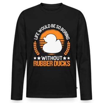Canard en caoutchouc Cadeau Canard Grinçant Canard Bain Canard - T-shirt manches longues Premium bio Homme - noir - Devant - Nico (187cm)