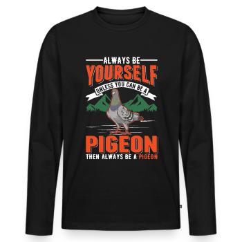 Pigeon Gift Pigeon Fancier Carrier Pigeon - Men's Premium Organic Long Sleeve Shirt - black - Front - Nico (187cm)