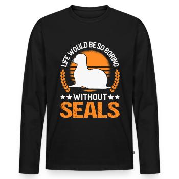 Seal Gift Sea Lion Seal - Men's Premium Organic Long Sleeve Shirt - black - Front - Nico (187cm)