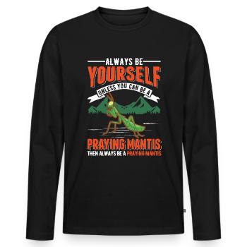 Gottesanbeterin Mantis Fangschrecke - Männer Premium Bio Langarmshirt - Schwarz - Vorne - Nico (187cm)