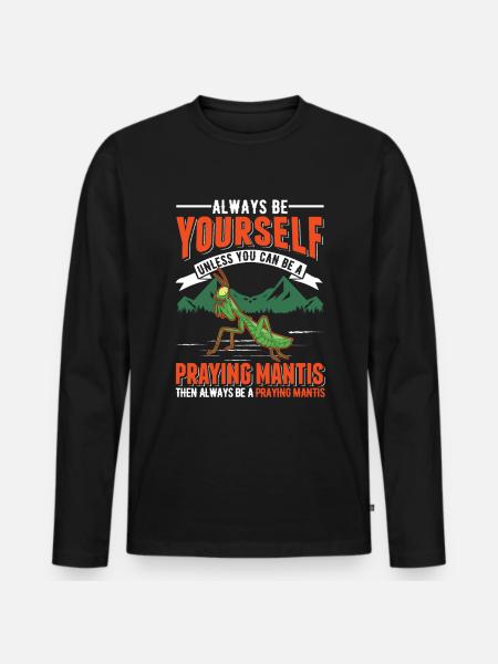 Gottesanbeterin Mantis Fangschrecke - Männer Premium Bio Langarmshirt - Schwarz