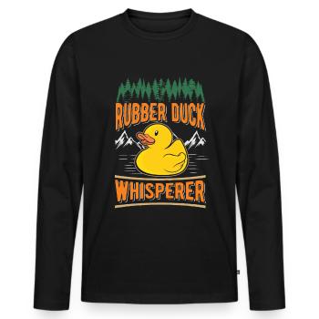 Canard en caoutchouc Whisperer Canard grinçant Canard baignant Canard - T-shirt manches longues Premium bio Homme - noir - Devant - Nico (187cm)