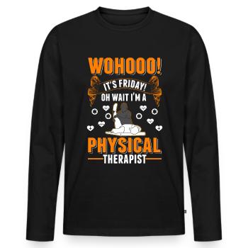 Physiotherapist Friday Physiotherapy Physio - Men's Premium Organic Long Sleeve Shirt - black - Front - Nico (187cm)