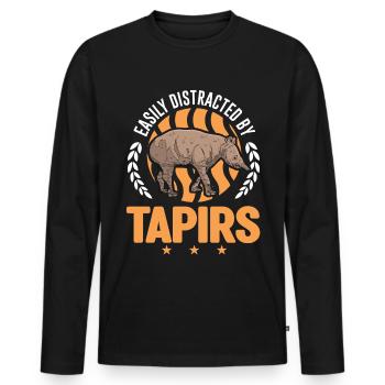 Easily distracted by Tapirs - Männer Premium Bio Langarmshirt - Schwarz - Vorne - Nico (187cm)