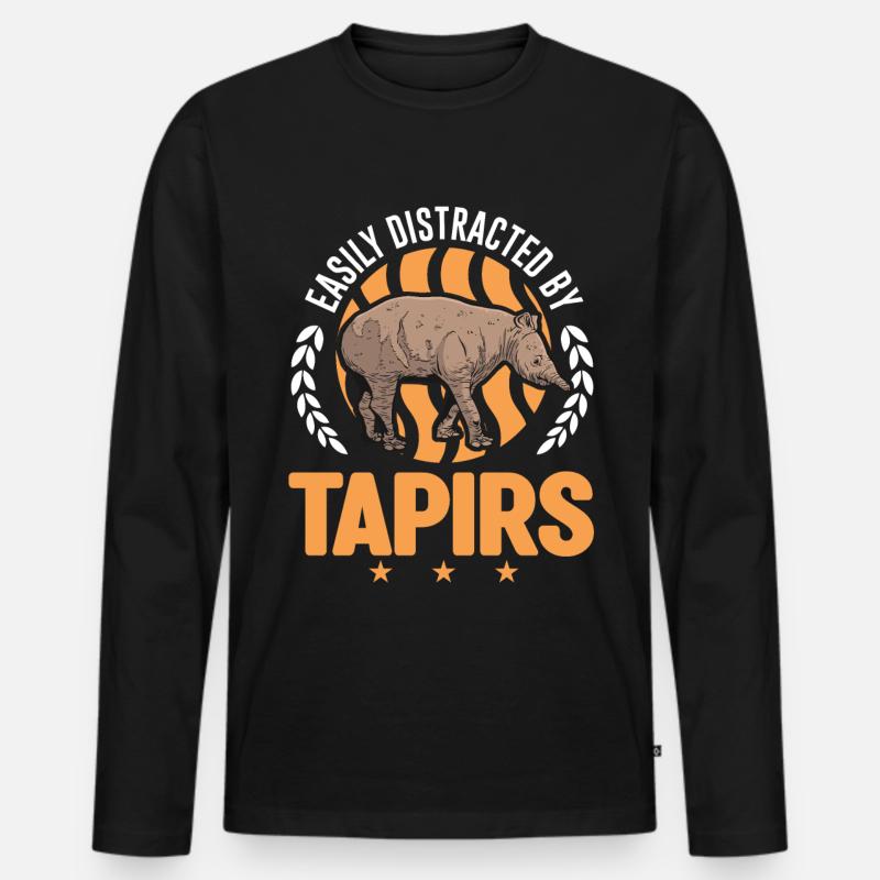 Easily distracted by Tapirs - Männer Premium Bio Langarmshirt - Schwarz