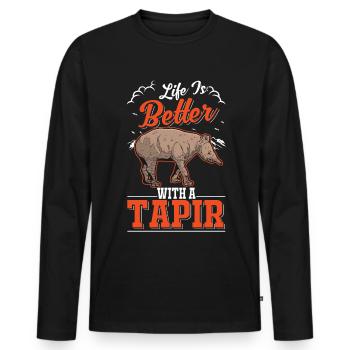 La vie est meilleure avec un Tapir - T-shirt manches longues Premium bio Homme - noir - Devant - Nico (187cm)