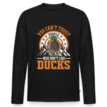 Canard Cadeau Canard Éleveur de Canard - T-shirt manches longues Premium bio Homme - noir - Devant - Nico (187cm)