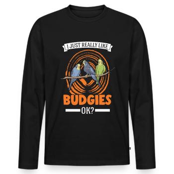 J’aime beaucoup les perruches perruches perruches perruches - T-shirt manches longues Premium bio Homme - noir - Devant - Nico (187cm)