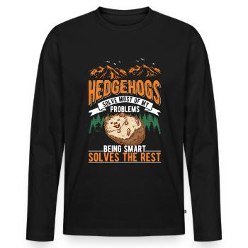 Hedgehog Gift Goose Gel - T-shirt manches longues Premium bio Homme - noir - Devant - Nico (187cm)