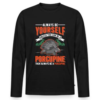 Porcupine lover Porcupine - Men's Premium Organic Long Sleeve Shirt - black - Front - Nico (187cm)
