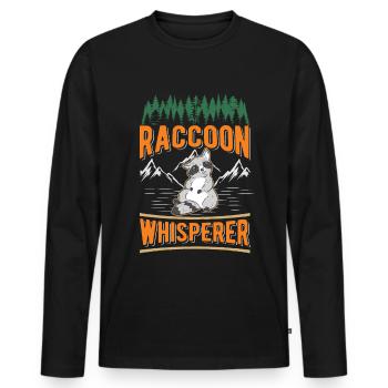 Raton laveur Whisperer Raton laveur - T-shirt manches longues Premium bio Homme - noir - Devant - Nico (187cm)