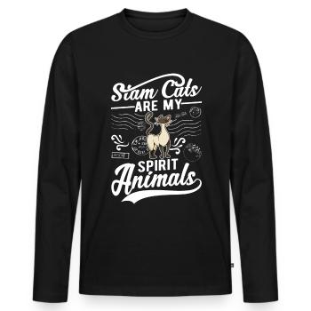 Siam Cats are my spirit animals Siamese cat - Men's Premium Organic Long Sleeve Shirt - black - Front - Nico (187cm)