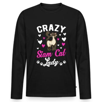 Crazy Siam Cat lady Siamese Cat Mama - Men's Premium Organic Long Sleeve Shirt - black - Front - Nico (187cm)