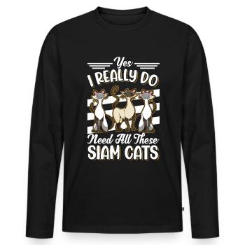 Siamese Cat Siamese Cat Siamese Cat - Men's Premium Organic Long Sleeve Shirt - black - Front - Nico (187cm)