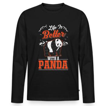 Life is better with a Panda - Men's Premium Organic Long Sleeve Shirt - black - Front - Nico (187cm)