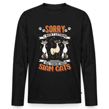 Siamkatze Siamesische Katze Siam Cat - Männer Premium Bio Langarmshirt - Schwarz - Vorne - Nico (187cm)