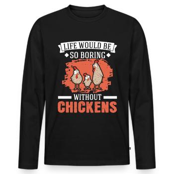 Chicken Chicken Breeding Chicken Farmer - Men's Premium Organic Long Sleeve Shirt - black - Front - Nico (187cm)