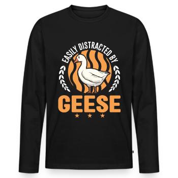 Easily distracted by Geese Gänsezüchter Gänse - Männer Premium Bio Langarmshirt - Schwarz - Vorne - Nico (187cm)
