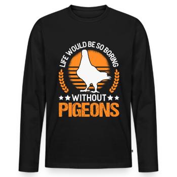 Pigeon Cadeau Pigeon Colombier Plus Chic Pigeon Voyageur - T-shirt manches longues Premium bio Homme - noir - Devant - Nico (187cm)