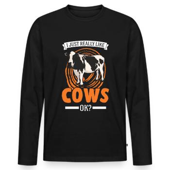 J’aime vraiment Cows Cattle Breeder Cow - T-shirt manches longues Premium bio Homme - noir - Devant - Nico (187cm)