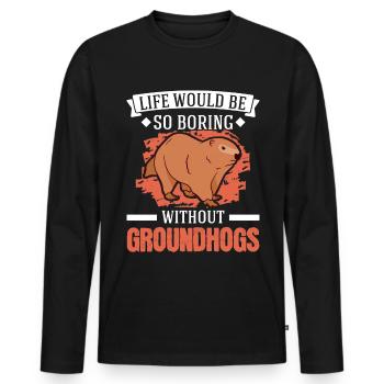 Murmeltier Groundhog Marmot Waldmurmeltier - Männer Premium Bio Langarmshirt - Schwarz - Vorne - Nico (187cm)
