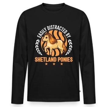 Easily distracted by Shetland Ponies Shetty - Männer Premium Bio Langarmshirt - Schwarz - Vorne - Nico (187cm)