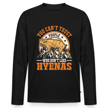 Hyäne Geschenk Erdwolf Hyena - Männer Premium Bio Langarmshirt - Schwarz - Vorne - Nico (187cm)