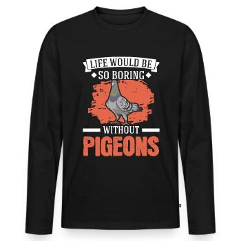 Pigeon Cadeau Pigeon Colombier Plus Chic Pigeon Voyageur - T-shirt manches longues Premium bio Homme - noir - Devant - Nico (187cm)