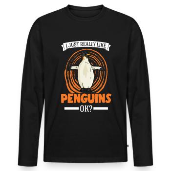 J’aime vraiment Penguins Penguin - T-shirt manches longues Premium bio Homme - noir - Devant - Nico (187cm)