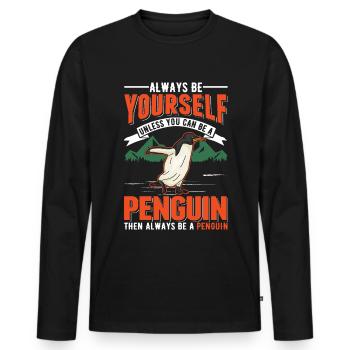 Pingouin Cadeau Pingouin - T-shirt manches longues Premium bio Homme - noir - Devant - Nico (187cm)