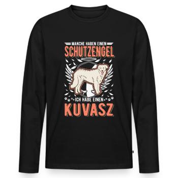 Kuvasz Schutzengel - Männer Premium Bio Langarmshirt - Schwarz - Vorne - Nico (187cm)
