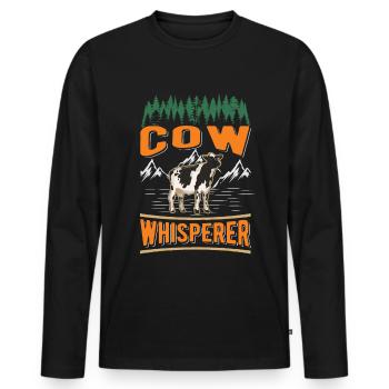 Cow Whisperer Farmer Cattle Breeder Cows - Men's Premium Organic Long Sleeve Shirt - black - Front - Nico (187cm)