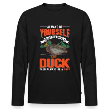 Canard Cadeau Canard Éleveur de Canard - T-shirt manches longues Premium bio Homme - noir - Devant - Nico (187cm)