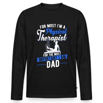 Physiotherapeut Vater Physiotherapie Papa Physio - Männer Premium Bio Langarmshirt - Schwarz - Vorne - Nico (187cm)