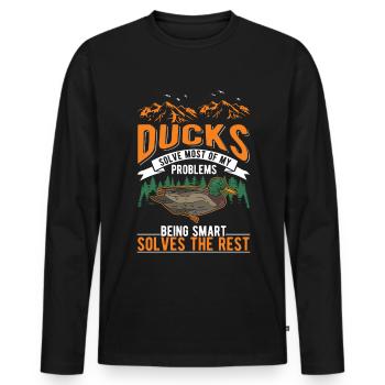 Canard Cadeau Canard Éleveur de Canard - T-shirt manches longues Premium bio Homme - noir - Devant - Nico (187cm)