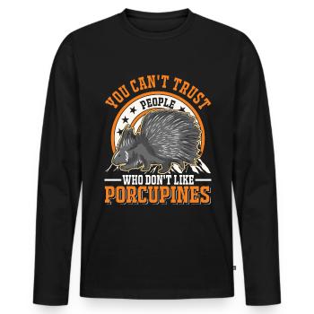 Porcupine lover Porcupine - Men's Premium Organic Long Sleeve Shirt - black - Front - Nico (187cm)