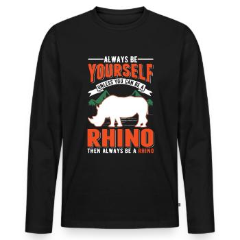 Nashorn Rhino Rhinozeros - Männer Premium Bio Langarmshirt - Schwarz - Vorne - Nico (187cm)
