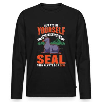 Seal Gift Sea Lion Seal - Men's Premium Organic Long Sleeve Shirt - black - Front - Nico (187cm)