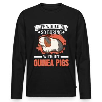 Cochon d’Inde Cadeau Cochon d’Inde - T-shirt manches longues Premium bio Homme - noir - Devant - Nico (187cm)
