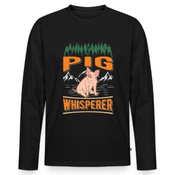 Pigs Whisperer Gift Farmer Pig - Men's Premium Organic Long Sleeve Shirt - black - Front - Nico (187cm)