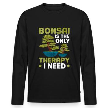 Bonsai is the only Therapy I need - Männer Premium Bio Langarmshirt - Schwarz - Vorne - Nico (187cm)