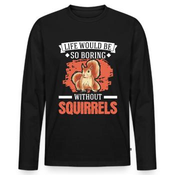 Cadeau Écureuil Écureuil Gris Écureuil - T-shirt manches longues Premium bio Homme - noir - Devant - Nico (187cm)