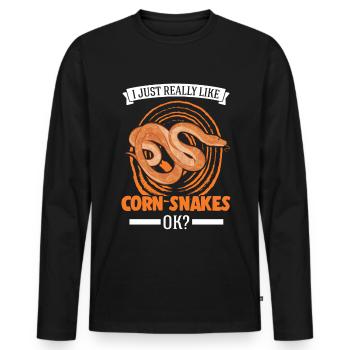 J’aime vraiment Corn Snakes Corn Snake - T-shirt manches longues Premium bio Homme - noir - Devant - Nico (187cm)