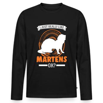 J’aime beaucoup Martens Marder - T-shirt manches longues Premium bio Homme - noir - Devant - Nico (187cm)